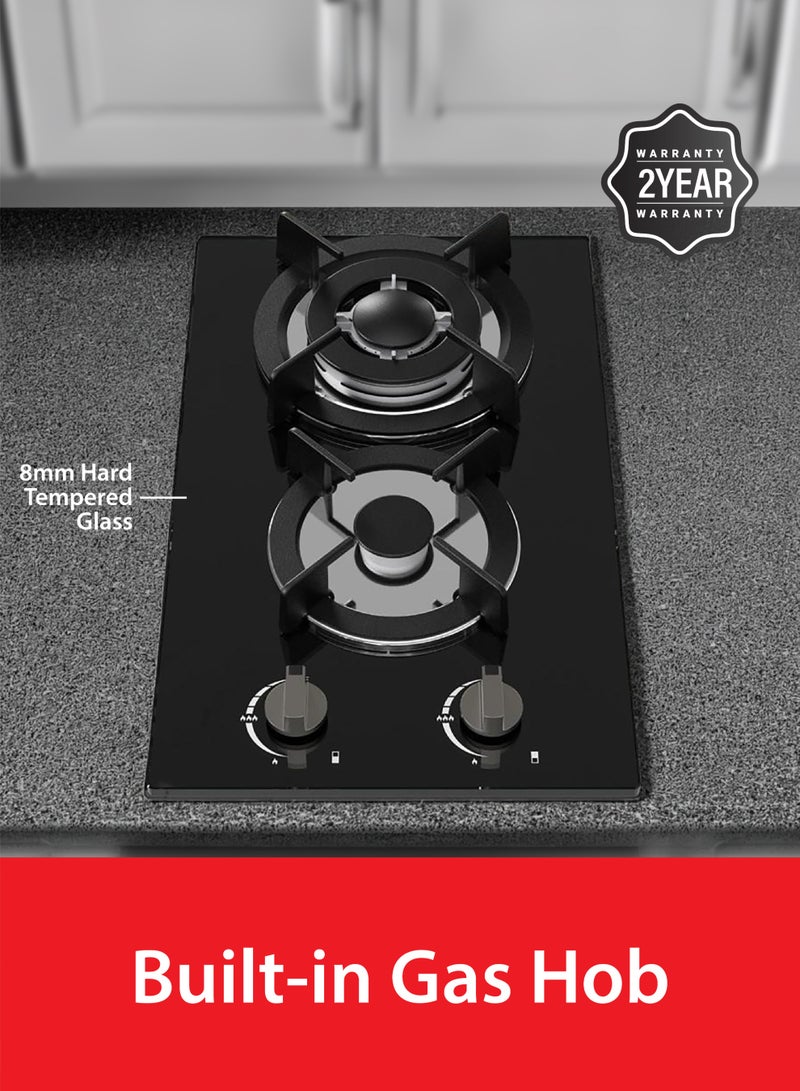 فليكسي موقد غاز زجاجي مدمج، شعلتان بزجاج 8 مم، شعلات من الحديد الزهر، حرارة عالية، استهلاك منخفض للغاز، إشعال تلقائي، سهولة التنظيف، ضمان لمدة عامين - Image 4